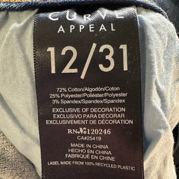 Women's Curve Appeal Blue Jeans size 12 - Picture 8 of 10